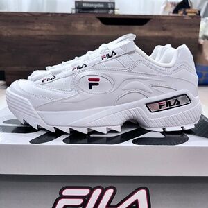 Fila Disruptor D-Formation All Over Logo White Chunky Dad Shoes